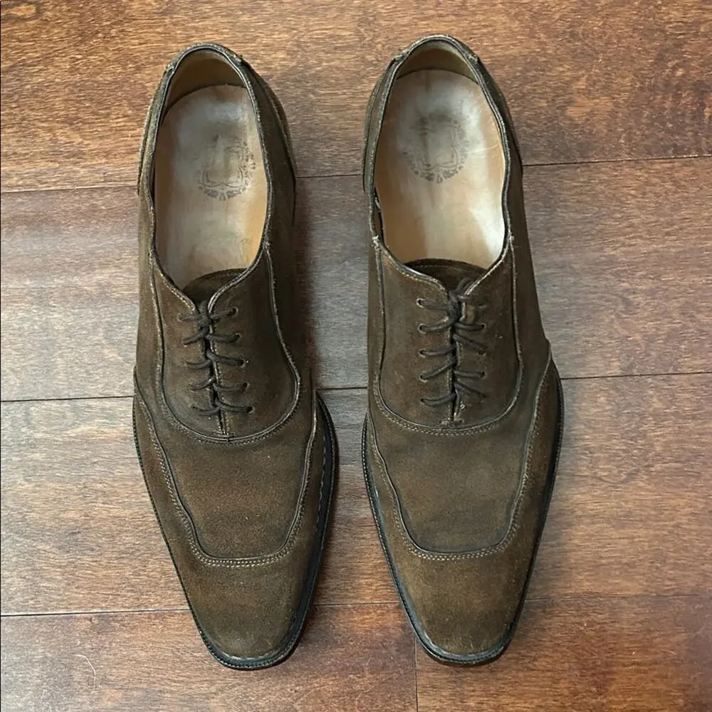 Mezlan Men's Ambrose Brown Suede Lace-Up Oxfords with a Tapered Toe, Size 9.5
